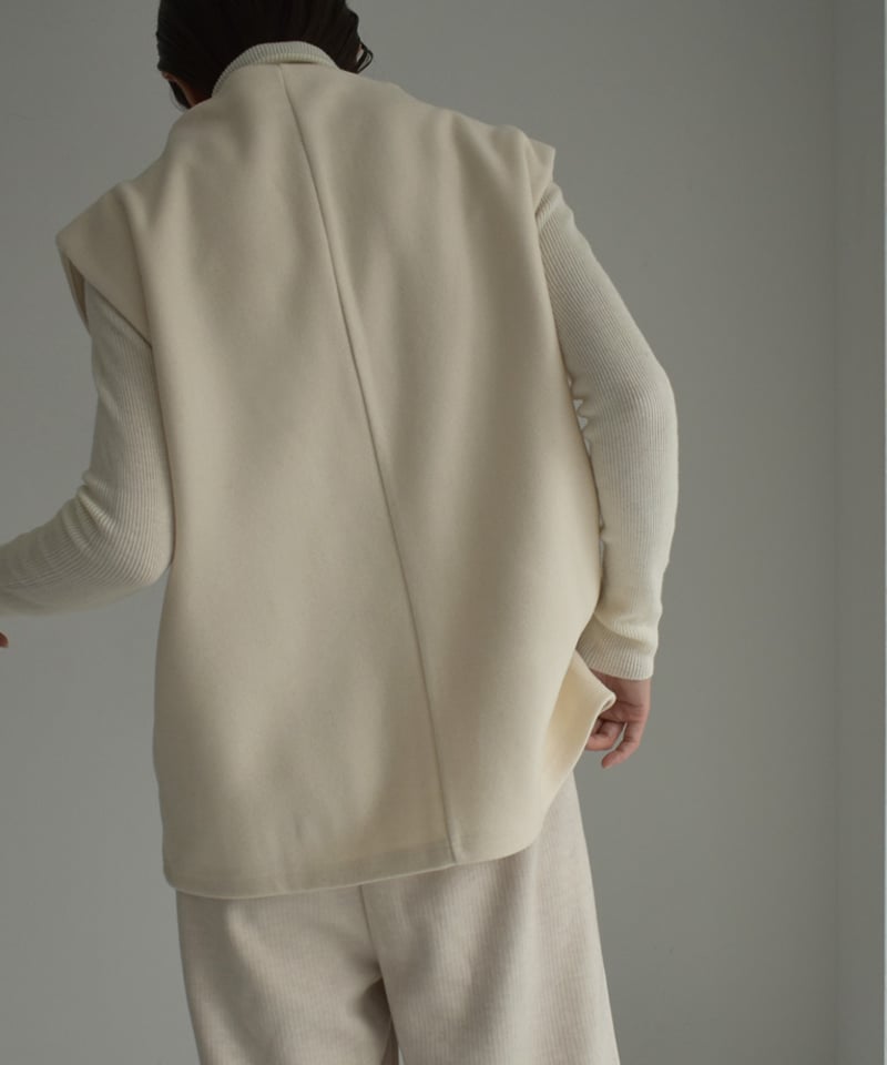 tops-04136 日本製 ウールタッチ メルトンベスト エクリュ グレー | L