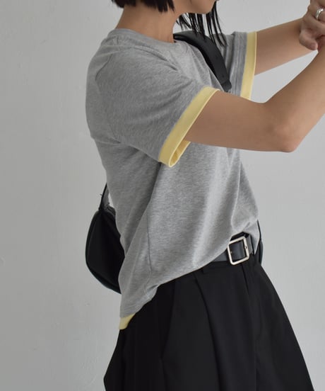 tops-02557  バイカラー Tee　ホワイト　ライトブルー　杢グレー