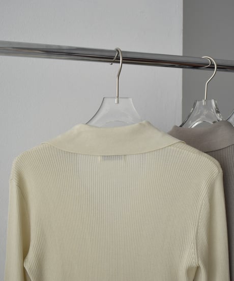 knit-02316　スキッパーリブ ニット　エクリュ　モカグレージュ　ブラック