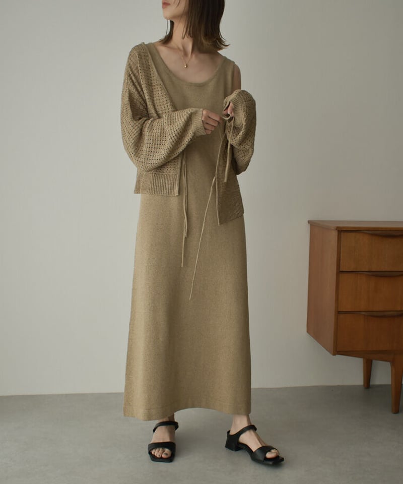 knit-09001 透かし編み 2wayニット カーディガン モカベージュ knit-09001 透かし編み 2wayニット カーディガン モカベージュ