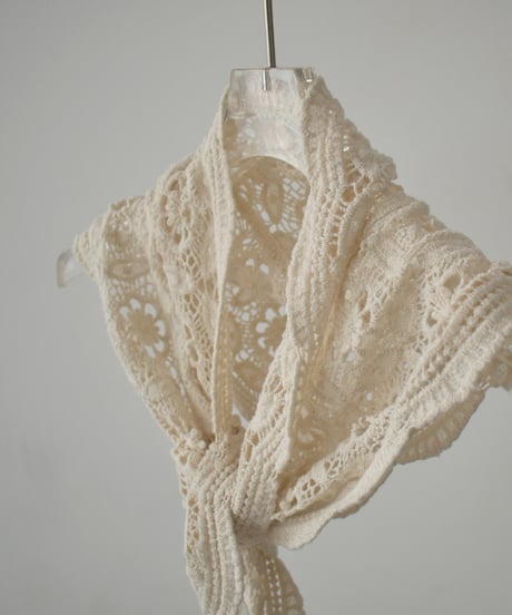 nh-scarf-02003　クロシェ バブーシュカ　オフホワイト　ベージュ