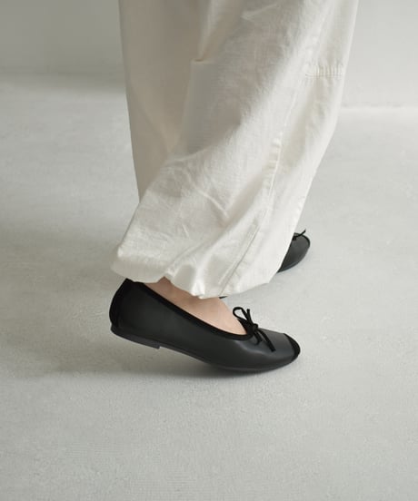 shoes-02172　フラットパンプス　シルバー　ブラック