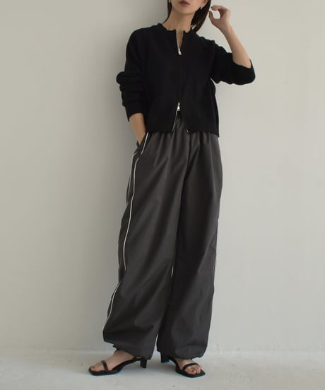 knit-02269　ジップ ニット カーディガン　グレー　ブラック