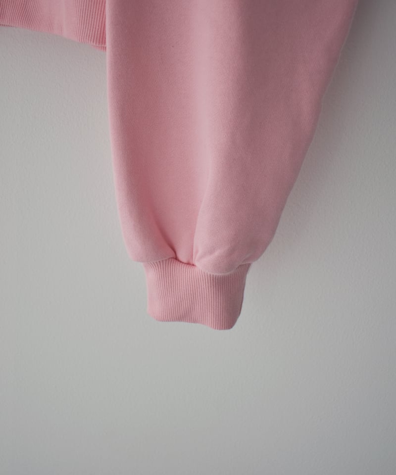 tops-02597 クロップド ワイド スウェット プルオーバー ピンク | L