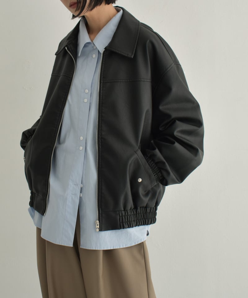 outer-02083 ヴィーガンレザー オーバーサイズ ブルゾン | L outer-02083 ヴィーガンレザー オーバーサイズ ブルゾン | L