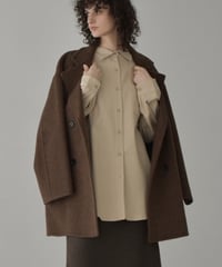 tops-02575　フランネル オーバーシャツ　ベージュ　ネイビー