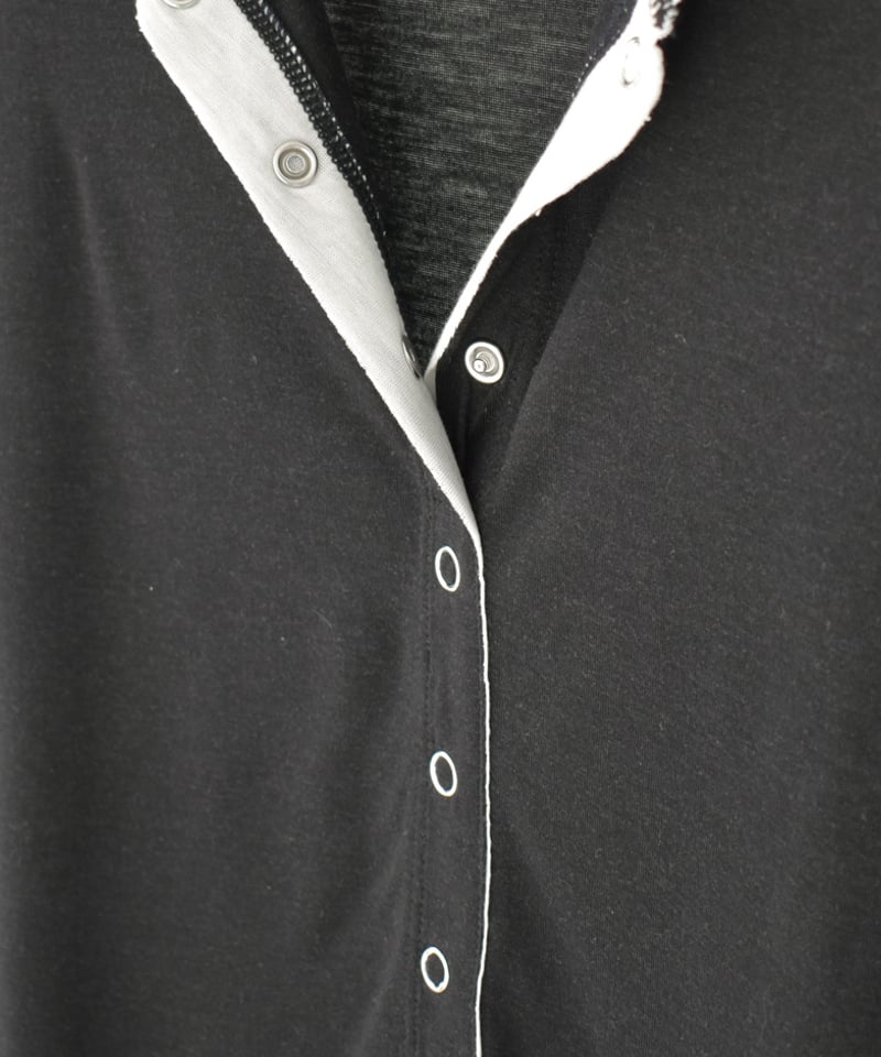 nh-tops-02541 スナップボタン プルオーバー ベージュ ブラック