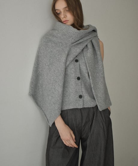 knit-02339　ミディカーディガン ニットベストセット　エクリュ　ライトグレー　ダークグレー　ブラウン