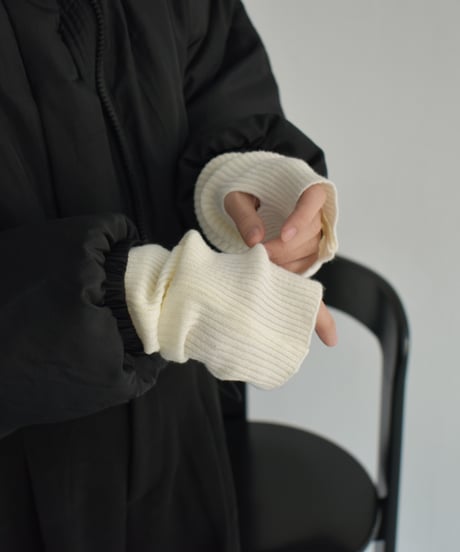 mb-gloves-02012　ロングタイプ リブアームウォーマー　エクリュ　グレー　ブルー　ブラック