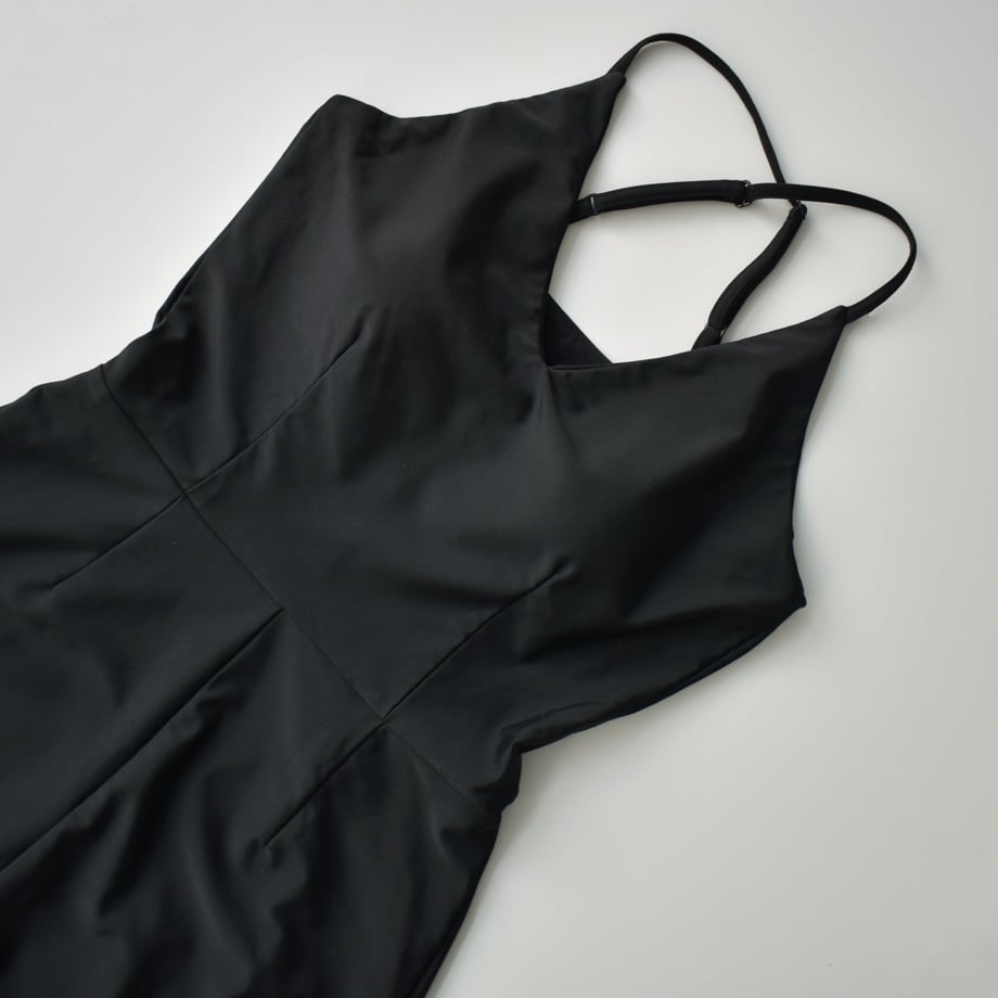 swim-05001 日本製 オールインワン スイムウェア 水着 ブラック | L