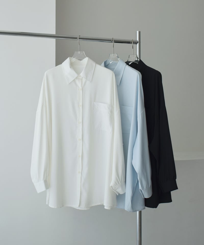 tops-02609 オーバーサイズ ルーズ シャツ ホワイト ブルー ブラック