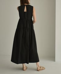 onepiece-12009　バックデザインギャザーコットンドレス　ブラック