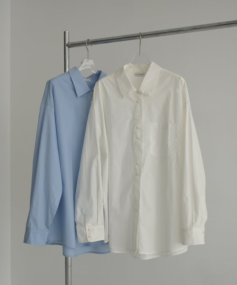 tops-02461 オーバーサイズ シャツ ホワイト ブルー | L tops-02461 オーバーサイズ シャツ ホワイト ブルー | L