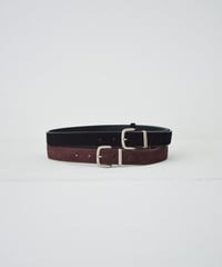 nh-belt-02042　シルバーバックル フェイクスエード ベルト　ブラウン　ブラック