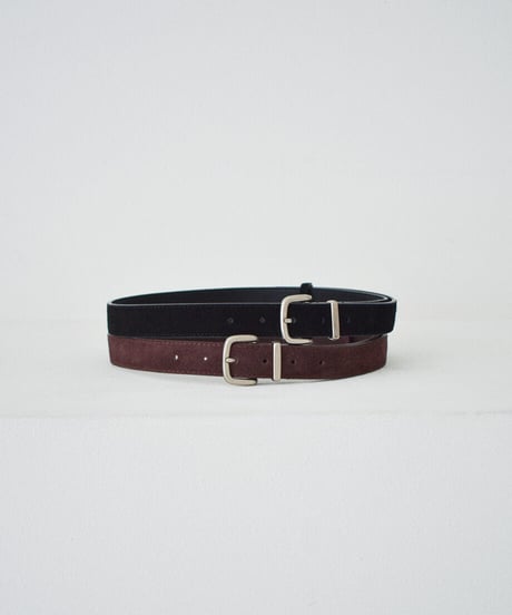 nh-belt-02042　シルバーバックル フェイクスエード ベルト　ブラウン　ブラック