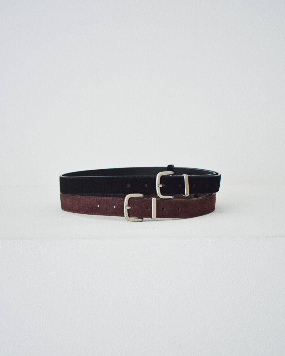 nh-belt-02042 シルバーバックル スエード ベルト ブラウン ブラック