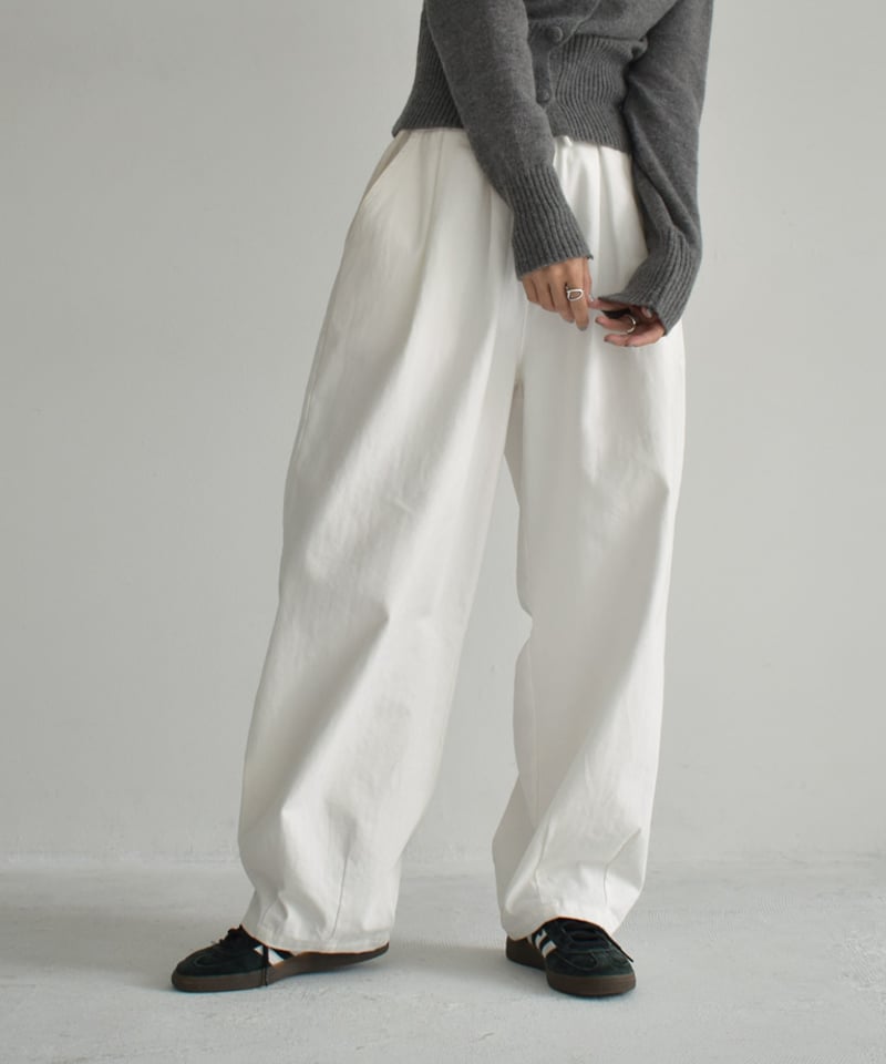 bottoms-12008 タックワイドコクーンパンツ オフホワイト | L bottoms-12008 タックワイドコクーンパンツ オフホワイト | L