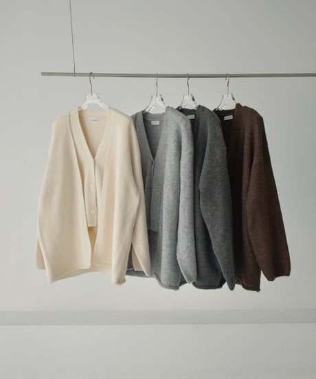 knit-02339　ミディカーディガン ニットベストセット　エクリュ　ライトグレー　ダークグレー　ブラウン