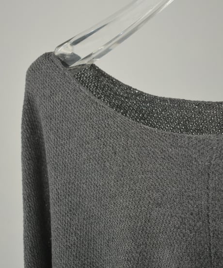 knit-02326　リネン混ハーフスリーブ メッシュニット　オフホワイト　エクリュ　グレー　ブラック