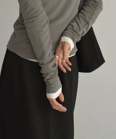 nh-tops-02569　ロングスリーブ シアーカットソー　エクリュ　グレー　ブラウン　ブラック