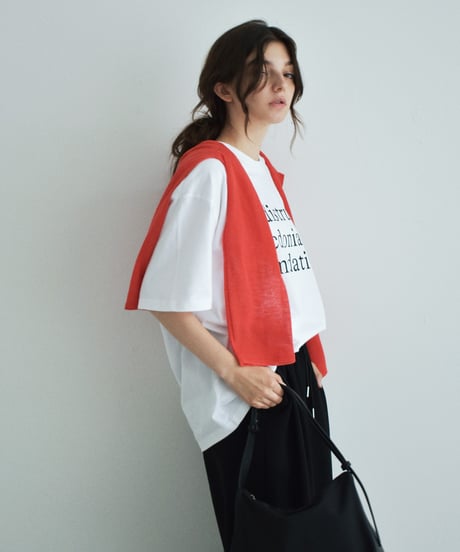 nh-tops-02612　オーバーサイズ ロゴ Tシャツ　ホワイト　ブルー