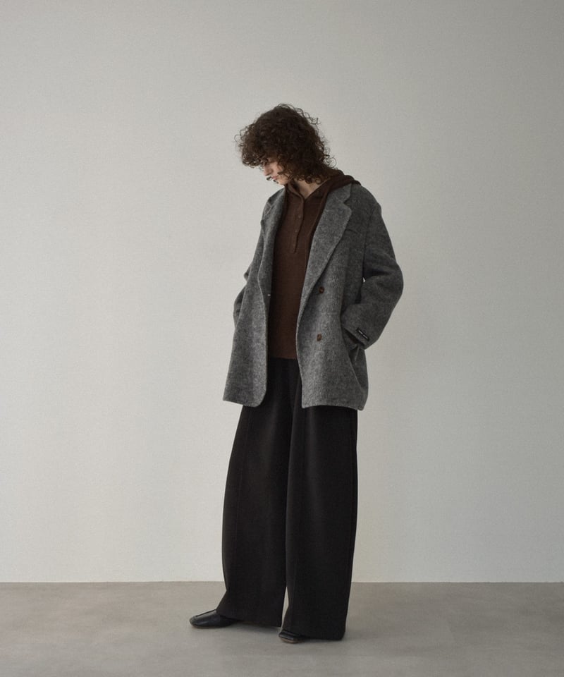 coat-02060 ウールジャケット コート リバー仕立て グレー | L a v i s