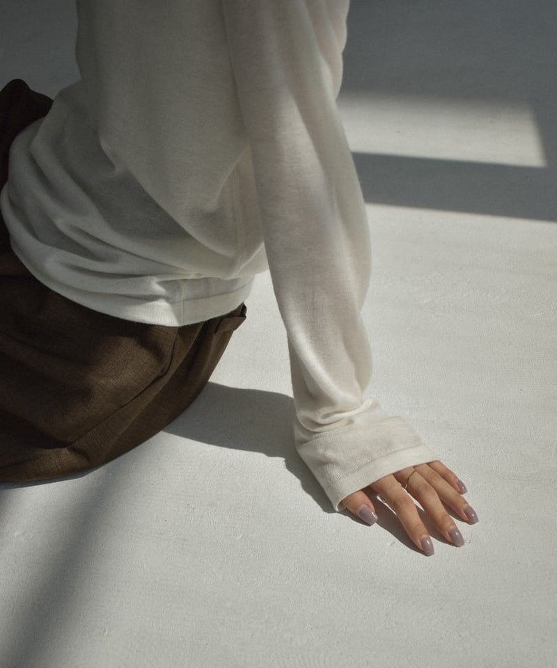 nh-knit-02337 クルーネック シアーニット エクリュ クリーム イエロー