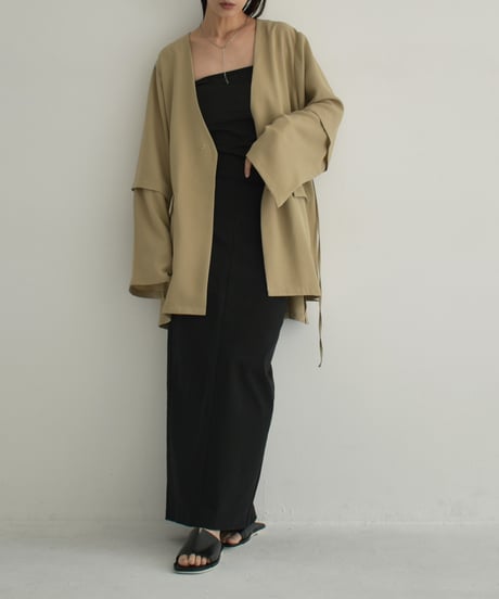 【STUDIO ENUL】jacket-14001　2way オーバーサイズ ジャケット　ベージュ　ブラック