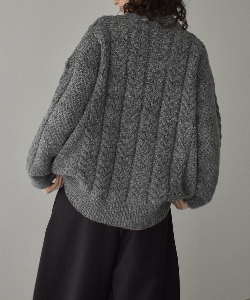 knit-02362 ミックスケーブルニットプルオーバー グレー | L a v i s h