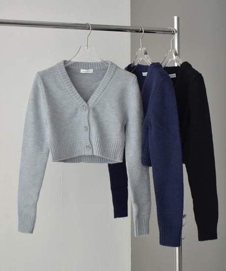 knit-02281　ショート カーディガン　グレー　ネイビー　ブラック