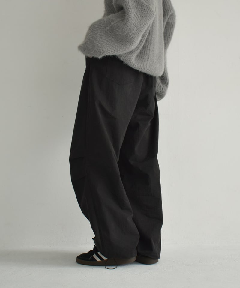 bottoms-02249 パラシュート パンツ グレー ブラック | L