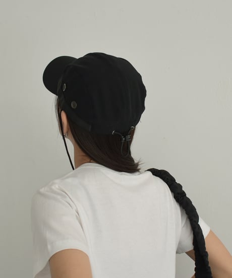 nh-cap-02054　コード付 キャップ　ブラック