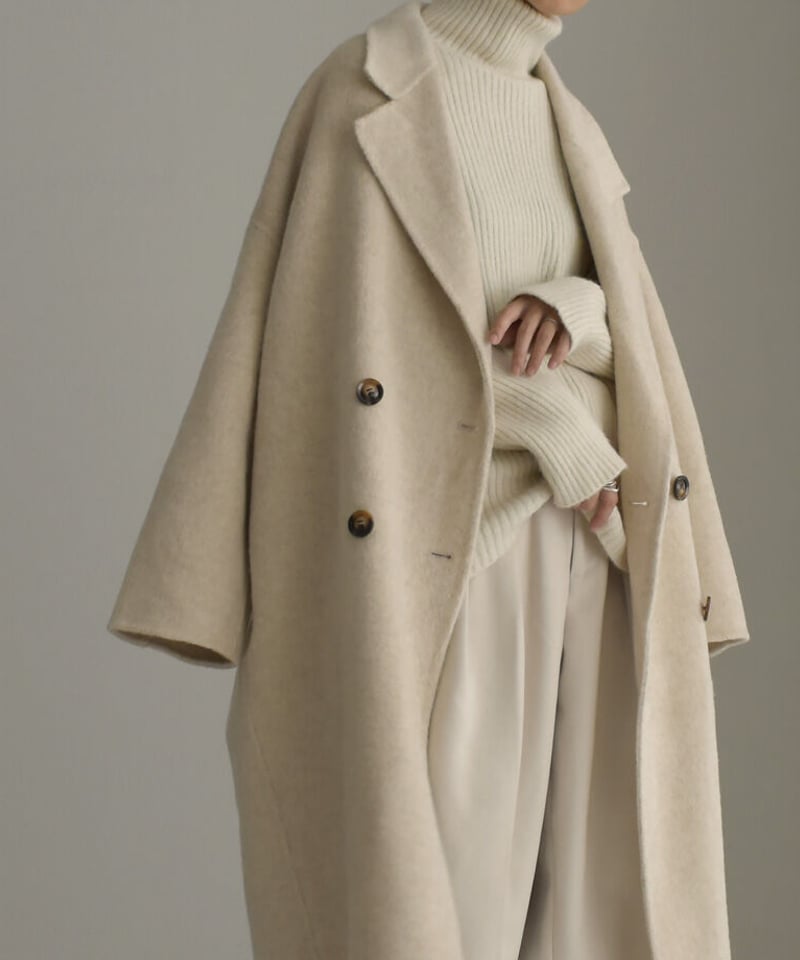 LAVISH GATE ウールトレンチコート リバーコート ハンドメイド モカ coat-02030 ウール トレンチコート リバー仕立て モカ | L
