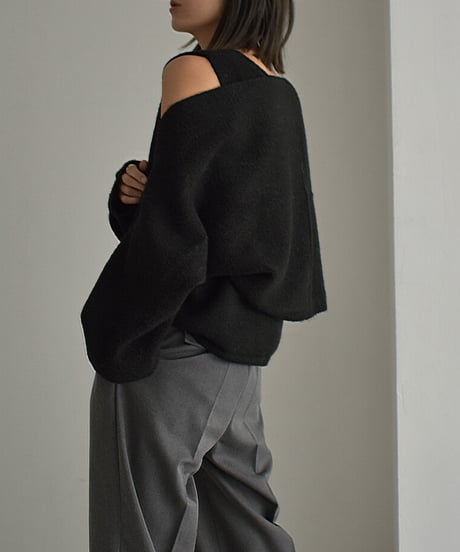 knit-02245　ボリュームスリーブ ショートボレロ　ニットベストセット　エクリュ　グレー　ブラック