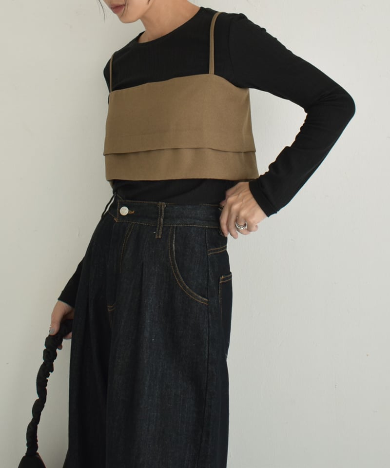 nh-tops-02507 バックストラップ ビスチェ グレー モカ ブラック | L a