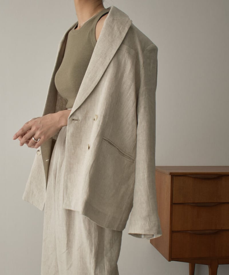 jacket-02008 ナチュラルリネン ダブルブレストジャケット jacket-02008 ナチュラルリネン ダブルブレストジャケット