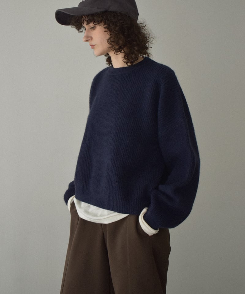 knit-02308 ボリューム スリーブ ニット プルオーバー オフホワイト