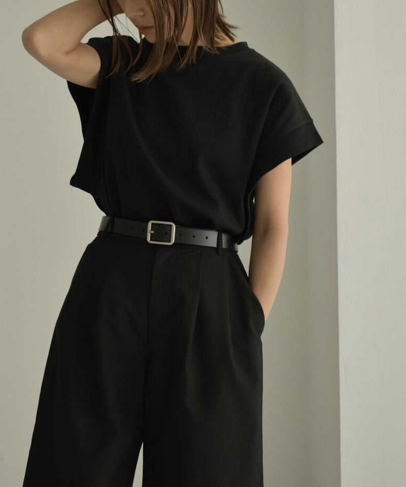 belt-02037 本革 スクエアバックル レザーベルト ブラック | L