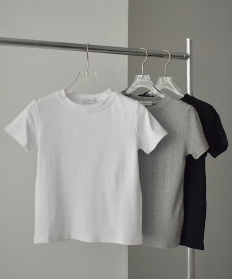 nh-tops-02491　リブ フィット Ｔシャツ　ホワイト　グレー　ブラック