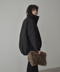 outer-02094　バルーン ミディ ダウン コート　ブラウン　ブラック