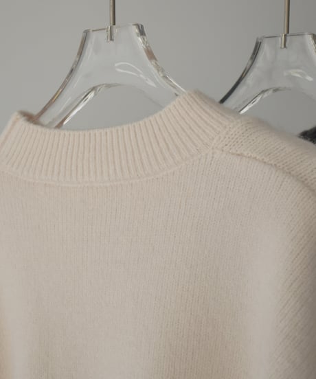 knit-02353　ワイドカフス スリーブ ニットプルオーバー　エクリュ　グレー　ダークグレー　ネイビー　ブラウン
