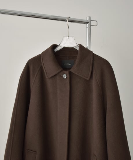 coat-02064　カシミヤ混 ウール ステンカラー ロングコート リバー仕立て　ブラウン