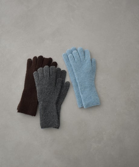 mb-gloves-02014　ウール混 フィンガースリット ニット グローブ　ライトブルー　ブラウン　グレー