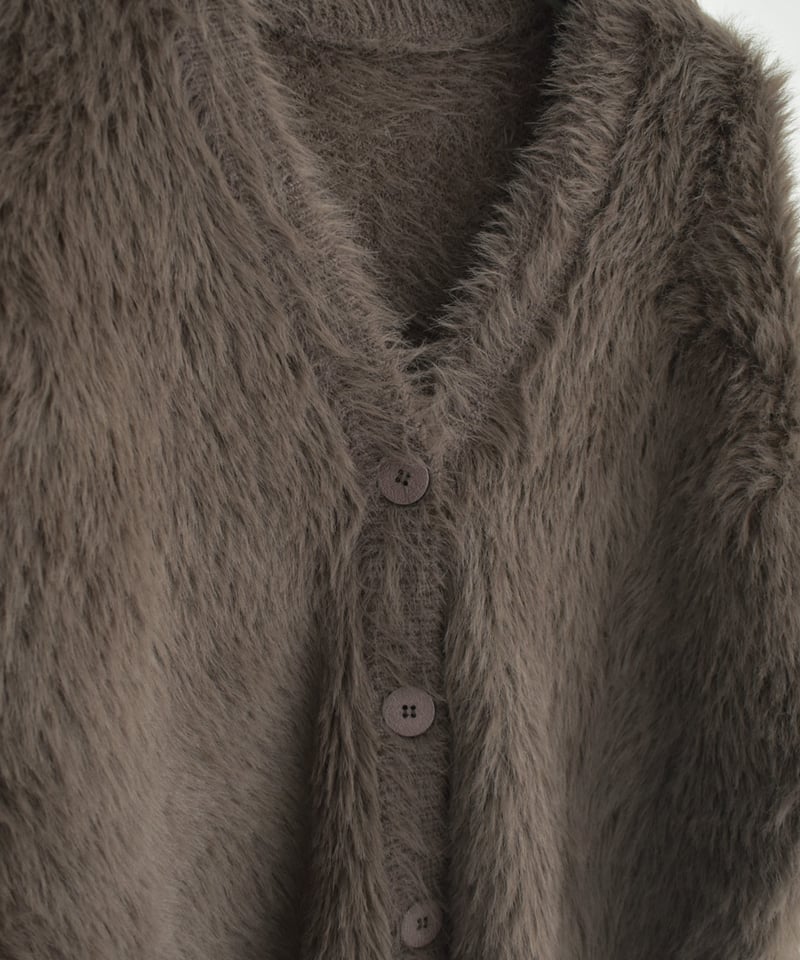 knit-02338 シャギー ニット カーディガン ブラウン | L a v i s h G