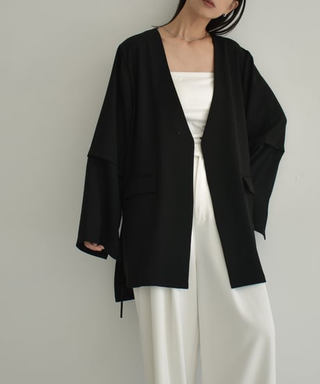 【STUDIO ENUL】jacket-14001　2way オーバーサイズ ジャケット　ベージュ　ブラック