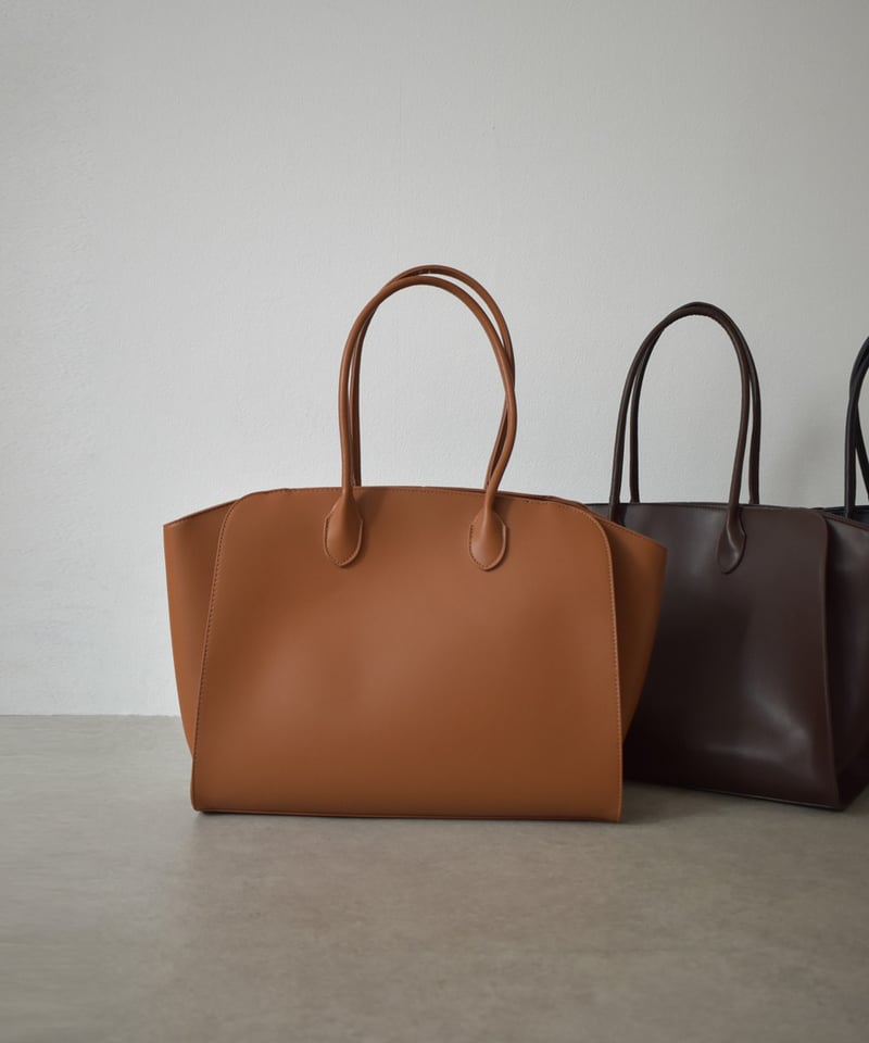 bag2-02669 フェイクレザー BIG トート バッグ キャメル ブラウン