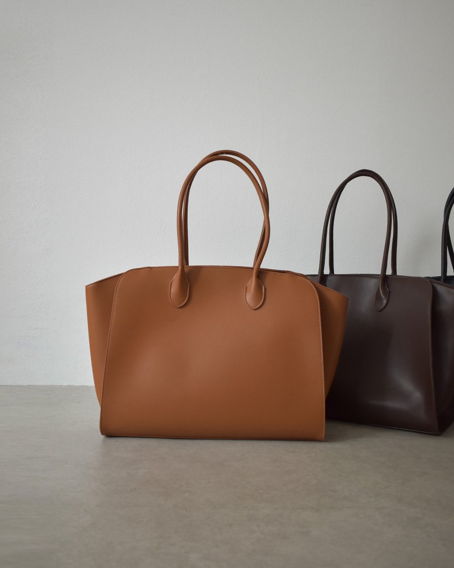 bag2-02669 フェイクレザー BIG トート バッグ キャメル ブラウン