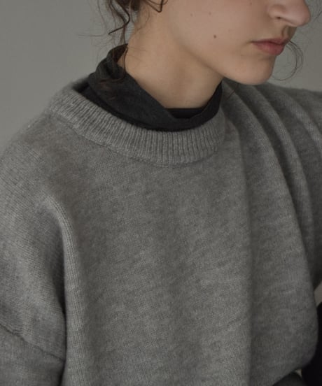 knit-02360　クルーネック ニット プルオーバー　オフホワイト　グレー