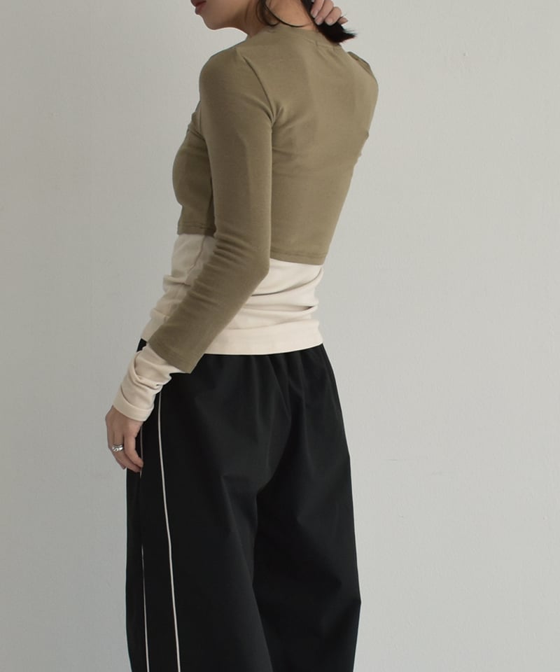 ゆ。pium 先行発売品 バイカラーレイヤードトップス バイカラーレイヤードニットトップス – pium