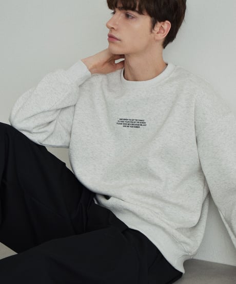 【UNISEX】 tops-02589　"AND WHEN YOU..."  ロゴ プルオーバー　オートミール　ブラック